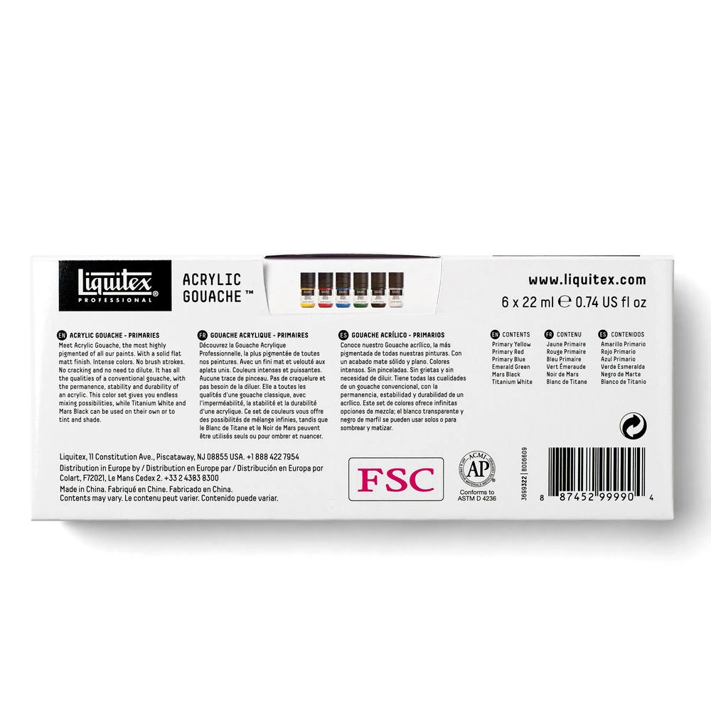 Acrylic Gouache Set - 6x22ml - Primaries - Image 7